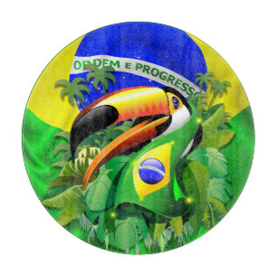 Toco Toucan with Brazil Flag  Cutting Board