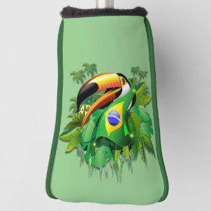 Toco Toucan with Brazil Flag  Golf Head Cover