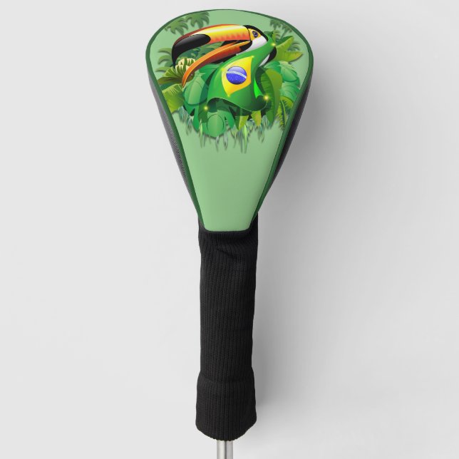 Toco Toucan with Brazil Flag  Golf Head Cover (Front)