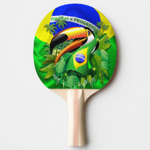 Toco Toucan with Brazil Flag  Ping Pong Paddle