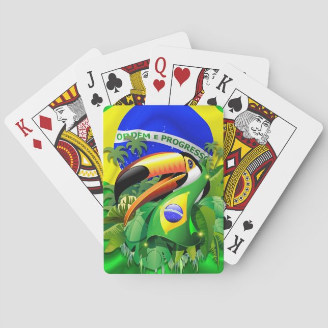 Toco Toucan with Brazil Flag  Playing Cards (Back)