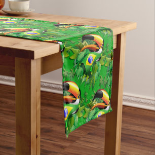 Toco Toucan with Brazil Flag  Short Table Runner