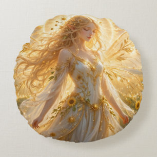 TOCOCLAWS Crystal Amethyst Fairy Fantasy Angel Round Cushion