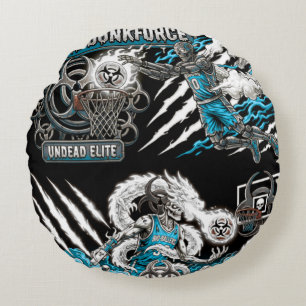 TOCOCLAWS Cyborg Dunkforce - Undead Elite Basketba Round Cushion