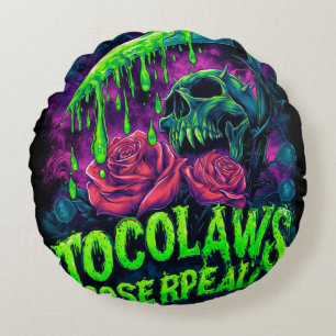 TOCOCLAWS Grim Reaper Skull Slime Rose Horror Round Cushion