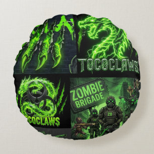 TOCOCLAWS Neon Green Electric Dragon - Million Gre Round Cushion