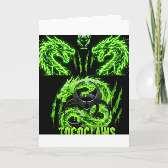 TOCOCLAWS Twin Neon Green Lightning Dragons  Card (Front)