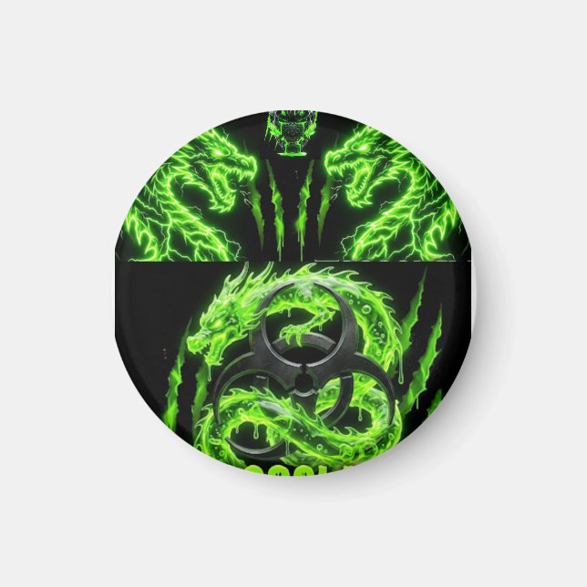 TOCOCLAWS Twin Neon Green Lightning Dragons  Magnet (Front)