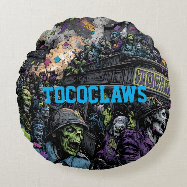 TOCOCLAWS Zombie Apocalypse Comic Art Round Pillow (Front)