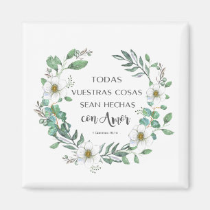 Todas vuestras cosas Spanish bible verse Magnet