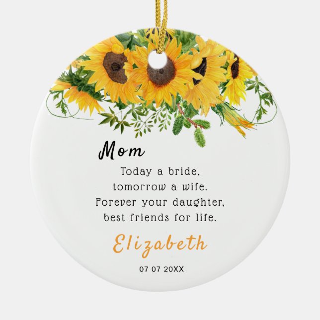 Today a bride Mother of the Bride Keepsake Ceramic Tree Decoration (Front)