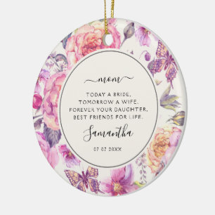 Today a Bride Mother of the Bride Photo Florals Ceramic Tree Decoration