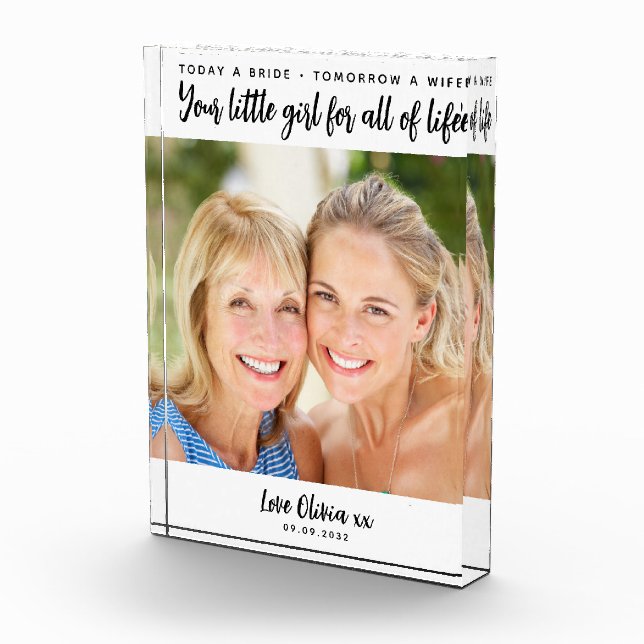 Today a Bride Mother of the Bride Wedding Gift Photo Block (Right)