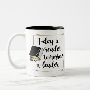 Today a Reader Black Gold Book Lovers Name Two-Tone Coffee Mug