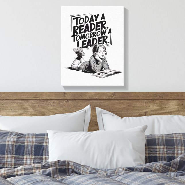 Today a Reader - Book Reading Girl - Bookworm Girl Canvas Print (Insitu(Bedroom))