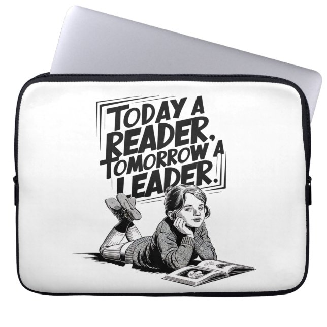 Today a Reader - Book Reading Girl - Bookworm Girl Laptop Sleeve (Front)
