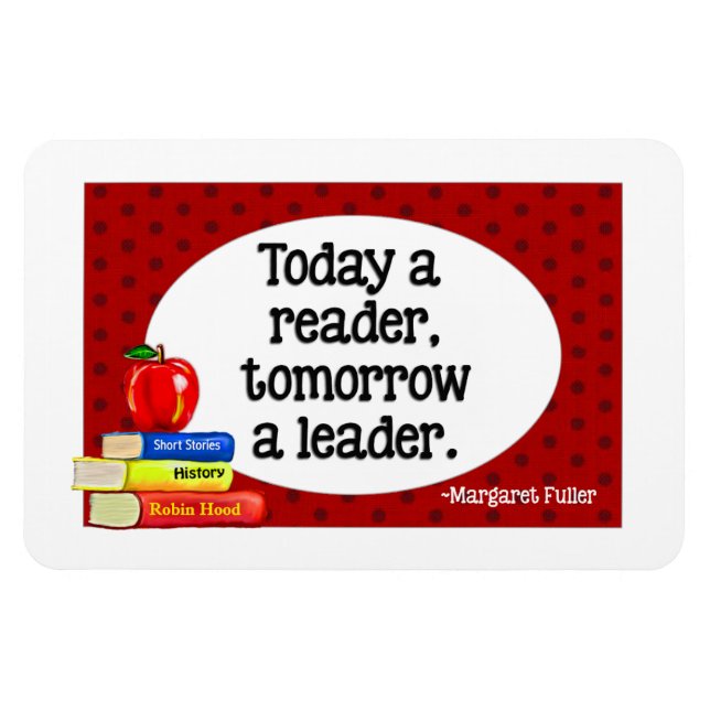 Today  A Reader Tomorrow A Leader Red Polka Dots Magnet (Horizontal)