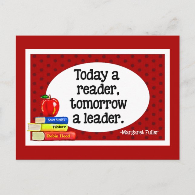 Today  A Reader Tomorrow A Leader Red Polka Dots Postcard (Front)