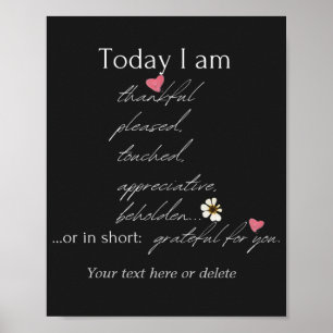 Today I am thankful inspirational customizable Poster