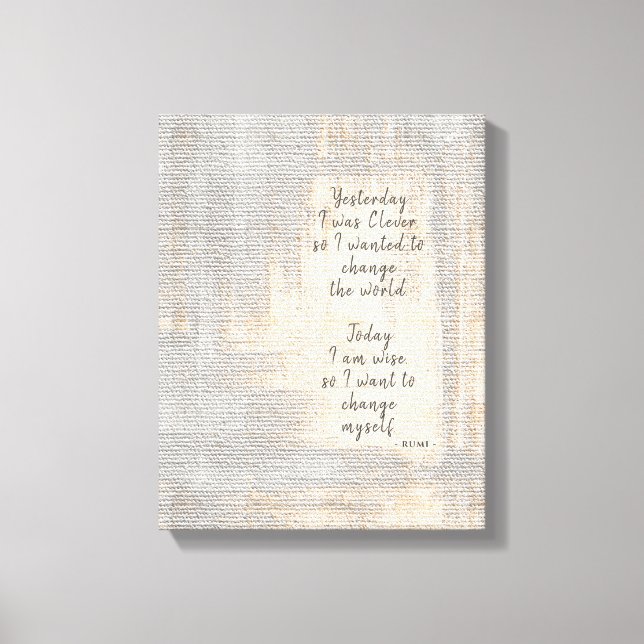 Today I Am Wise Inspirational Quote by Rumi Canvas Print (Front)