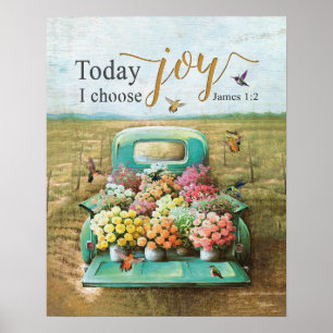 Today I Choose Joy Hummingbird Poster