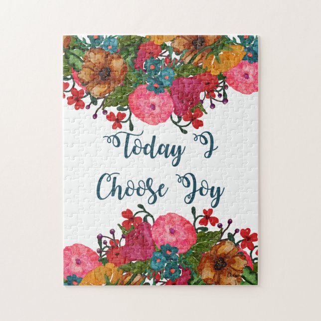 Today I Choose Joy | Inspirational Floral Art Jigsaw Puzzle (Vertical)