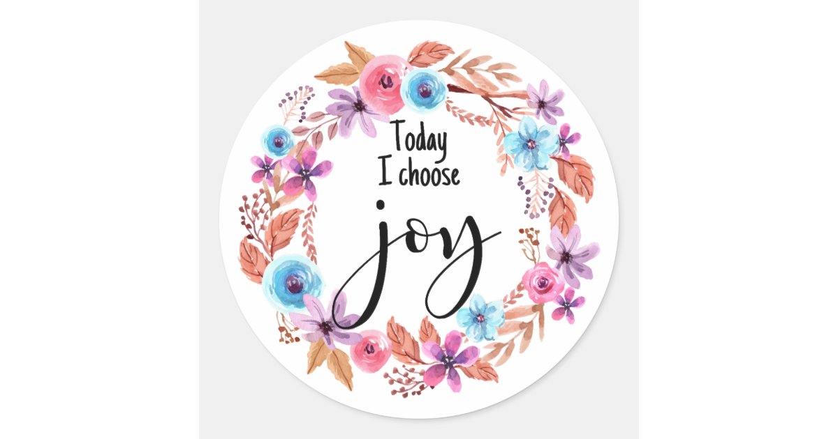 Today I choose Joy Inspirational Quote Pink Floral Classic Round ...