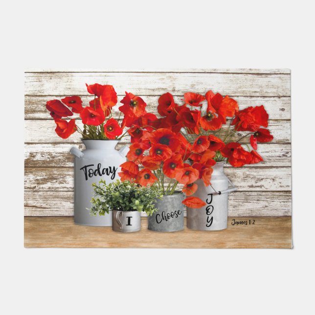 Today I Choose Joy Poppies Doormat (Front)