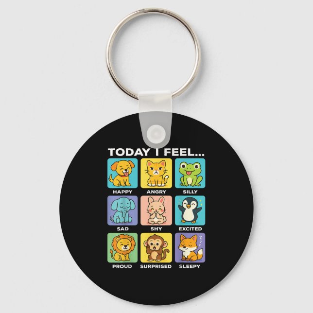 Today I Feel... Funny Animals Emotional Boxes Emot Key Ring (Front)