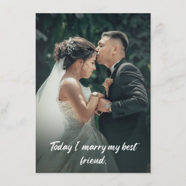 Today I marry my best friend. Enclosure Card (Front)