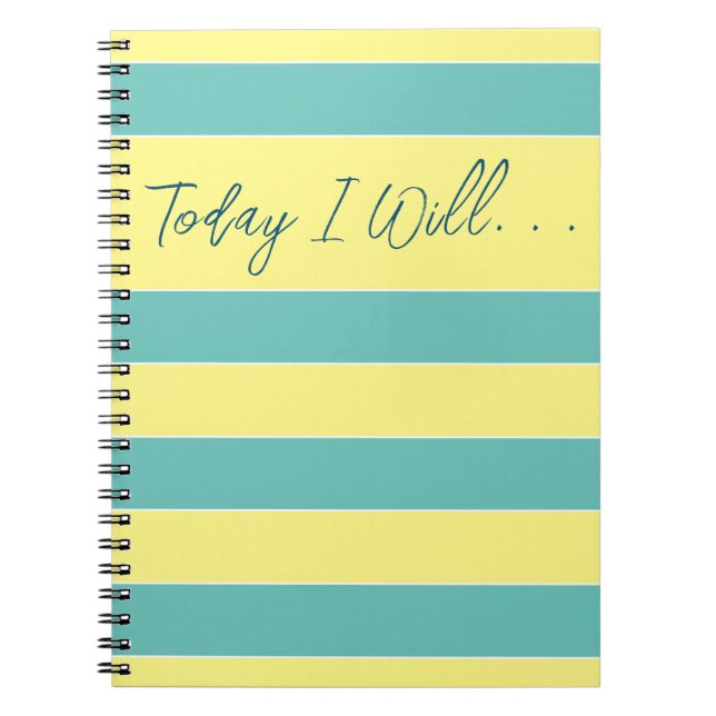 Today I Will... Daily To-Do Goals Stripes Style Notebook (Front)