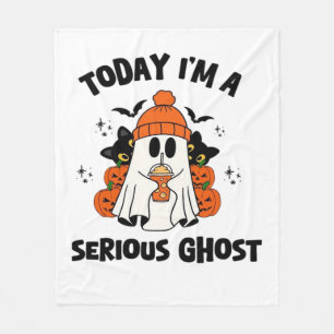 TODAY I'M A SERIOUS GHOST COFFEE PUMPKIN HALLOWEEN FLEECE BLANKET