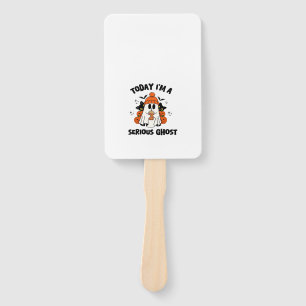 TODAY I'M A SERIOUS GHOST COFFEE PUMPKIN HALLOWEEN HAND FAN