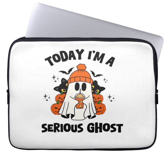 TODAY I'M A SERIOUS GHOST COFFEE PUMPKIN HALLOWEEN LAPTOP SLEEVE (Front)