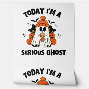 TODAY I'M A SERIOUS GHOST COFFEE PUMPKIN HALLOWEEN WALLPAPER