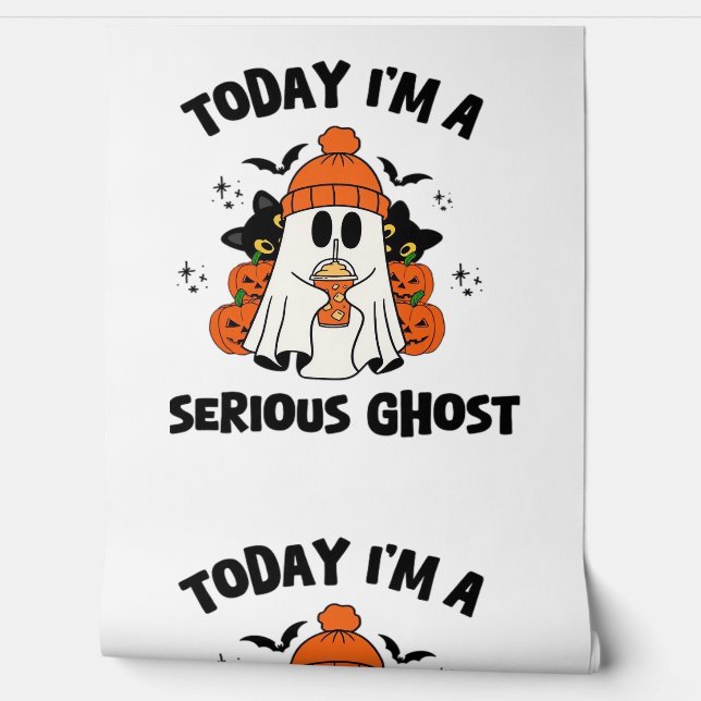 TODAY I'M A SERIOUS GHOST COFFEE PUMPKIN HALLOWEEN WALLPAPER (Unrolling)