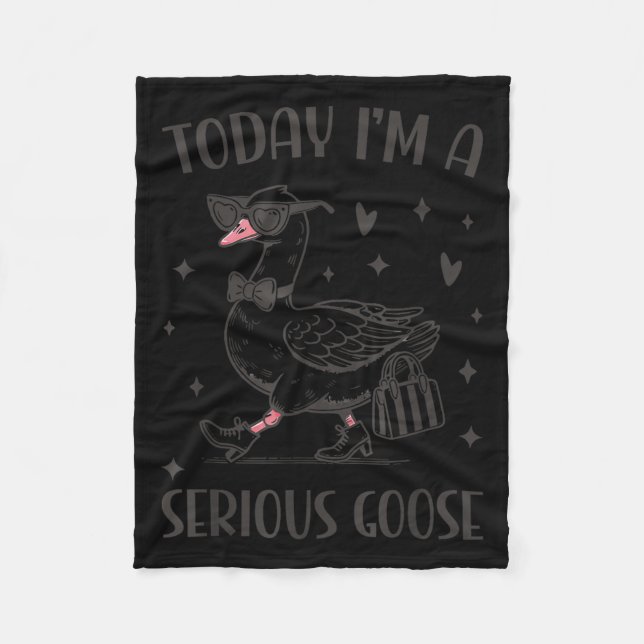 Today I'm A Serious Goose Funny Cowboy Goose  Fleece Blanket (Front)