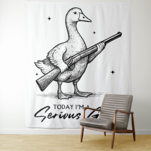 Today I'm A Serious Goose Lovers Goose With Gun Tapestry