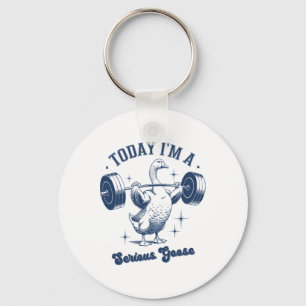 Today I'm A Serious Goose Powerlifter Gym Weightli Key Ring