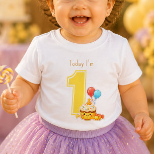 Today I'm One First Birthday Baby T-Shirt Yellow