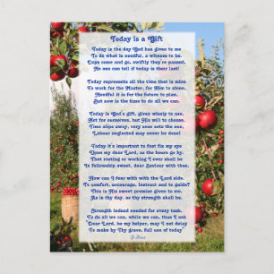 "Today is a Gift " Motivational Christian Poem Postcard