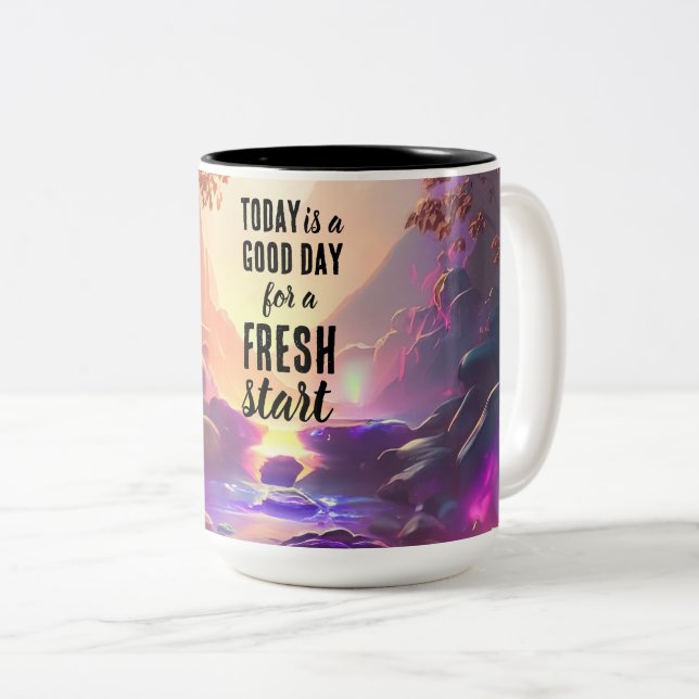 Today is a Good Day Fresh Start Motivational Quote Two-Tone Coffee Mug (Front Right)