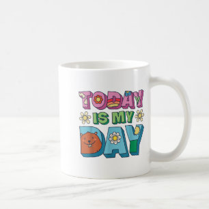 Today Is Groundhog Day Funny Women Retro 60s Daisy Coffee Mug