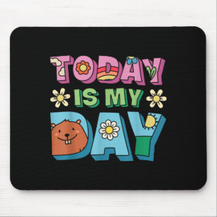 Today Is Groundhog Day Funny Women Retro 60s Daisy Mouse Mat