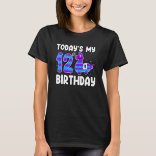 Today Is My 12th Birthday Kids Boys Girls Llama T-Shirt