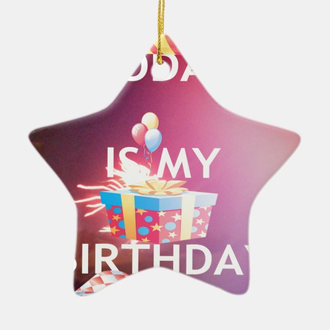 Today is My Birthday Art Print Ceramic Tree Decoration (Front)