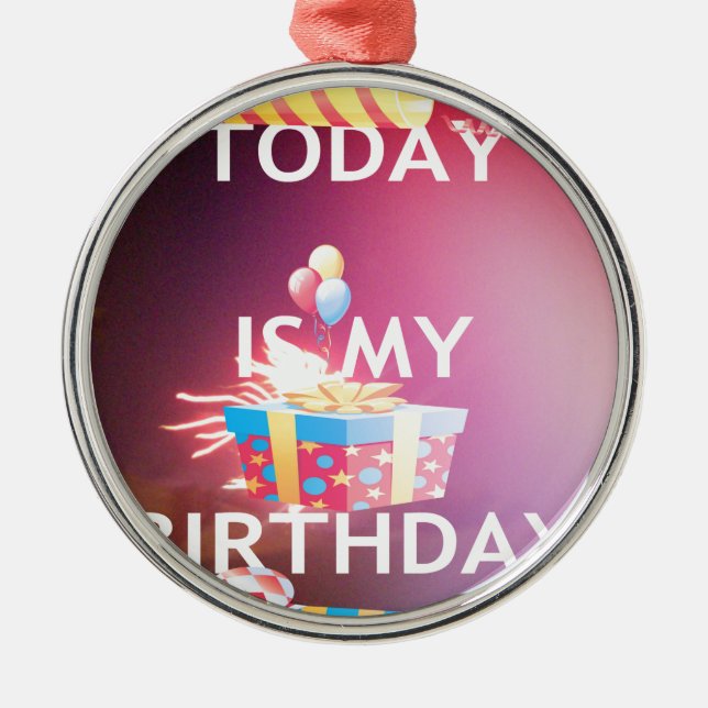 Today is My Birthday Art Print Metal Tree Decoration (Front)