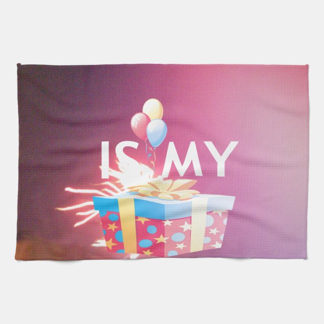 Today is My Birthday Art Print Tea Towel (Horizontal)