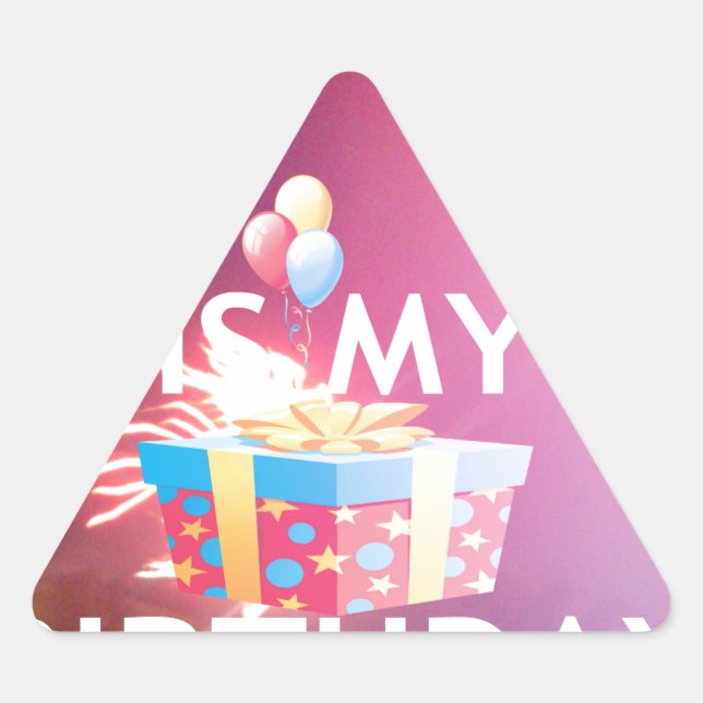 Today is My Birthday Art Print Triangle Sticker (Front)