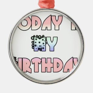 Today is My Birthday Baby Pink Art Print Metal Tree Decoration